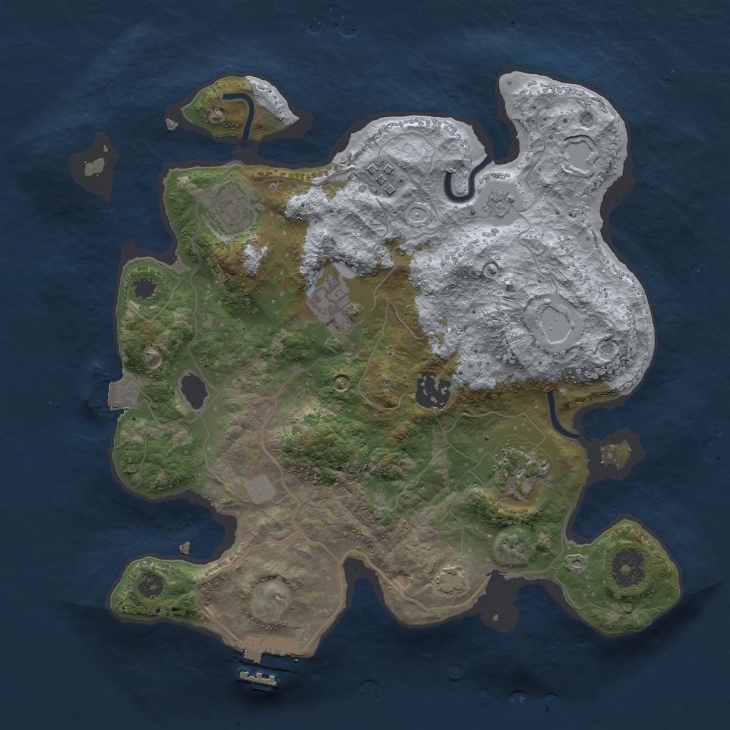 Rust Map: Procedural Map, Size: 3000, Seed: 20240801, 11 Monuments