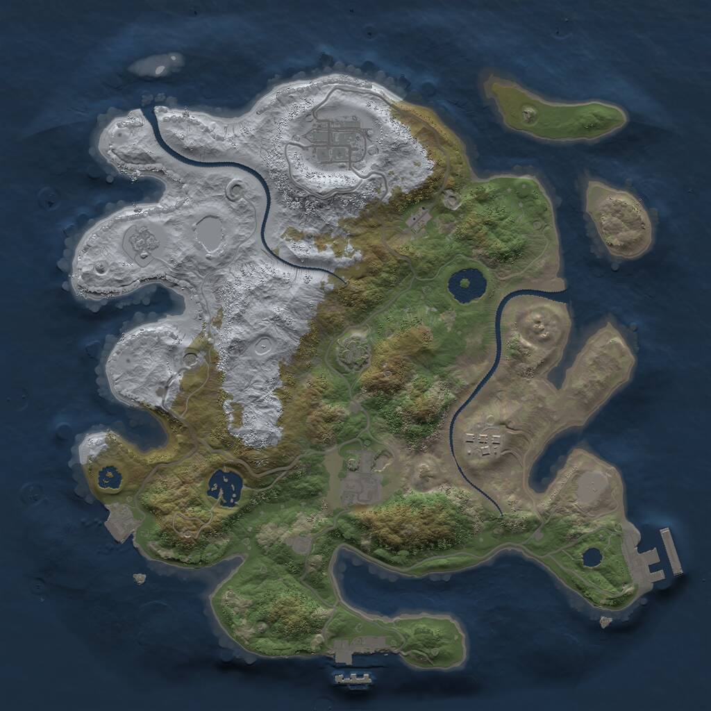 Rust Map: Procedural Map, Size: 3000, Seed: 17762, 10 Monuments