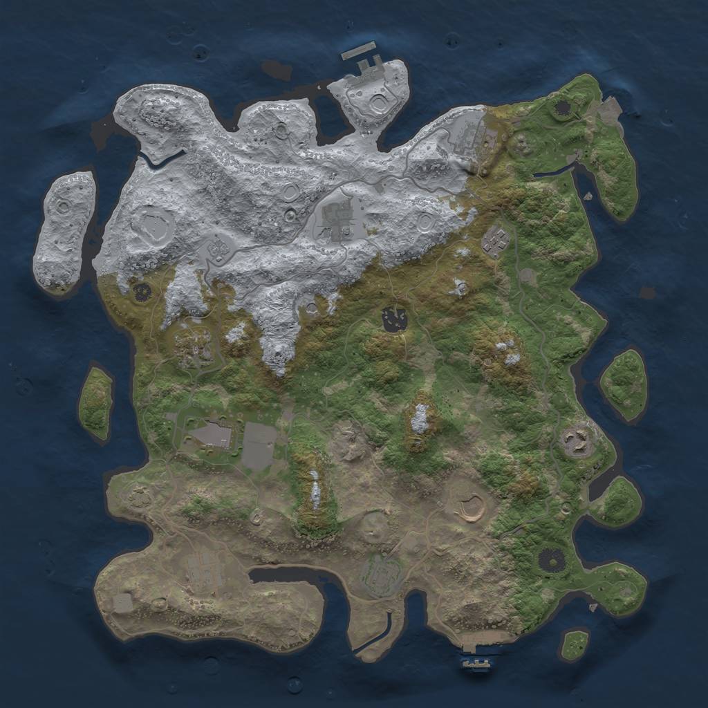 Rust Map: Procedural Map, Size: 4000, Seed: 36697382, 18 Monuments