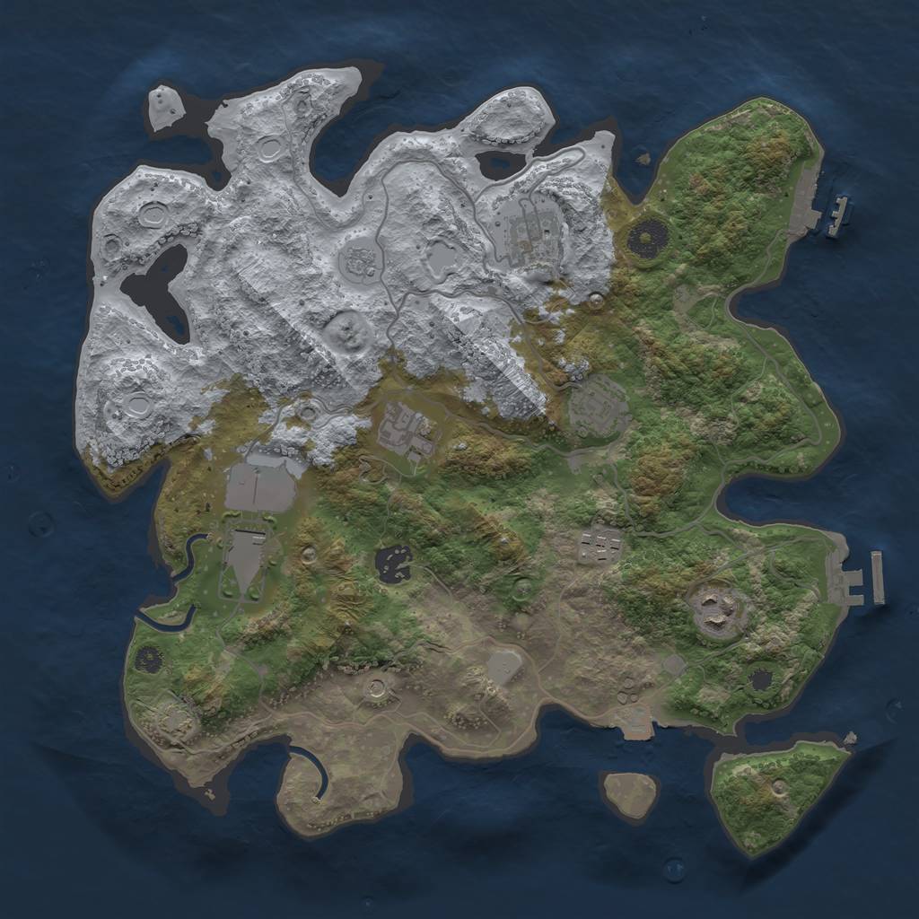 Rust Map: Procedural Map, Size: 3500, Seed: 640721167, 15 Monuments