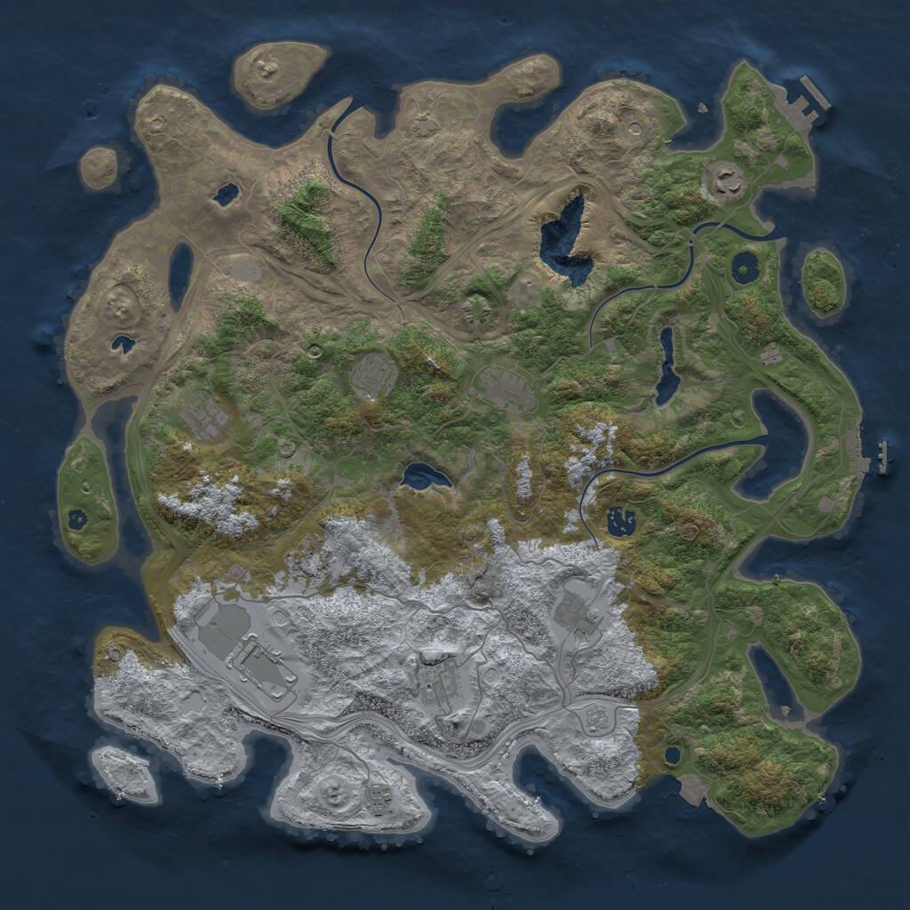 Rust Map: Procedural Map, Size: 4500, Seed: 71280652, 16 Monuments