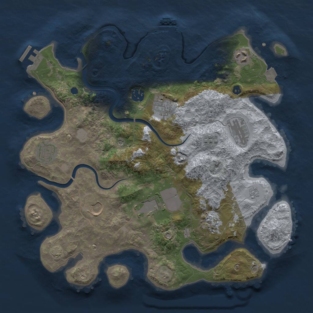 Rust Map: Procedural Map, Size: 3500, Seed: 1094944527, 15 Monuments
