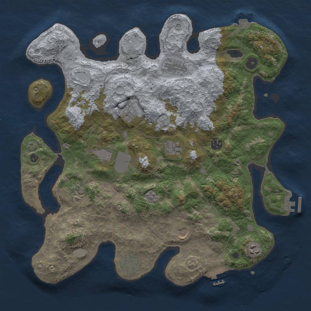 Rust Map: Procedural Map, Size: 4000, Seed: 72734, 18 Monuments