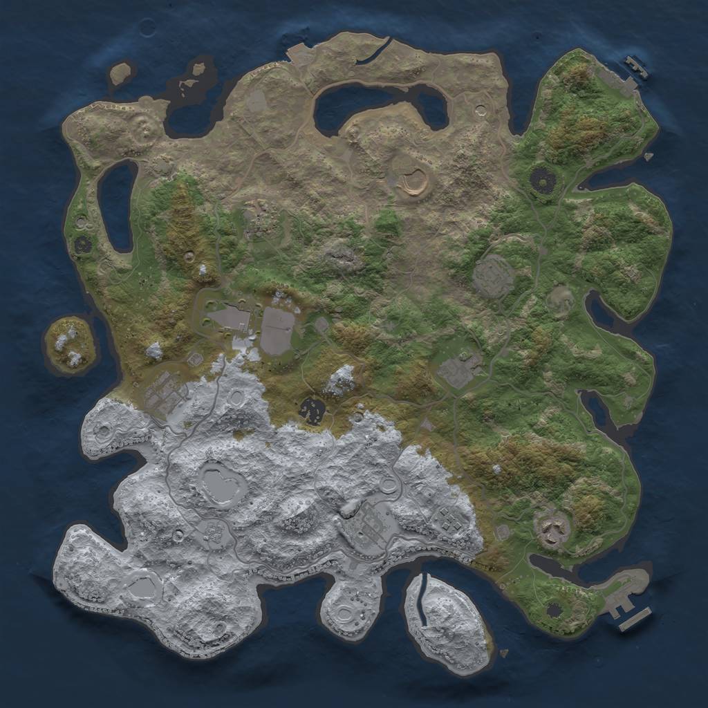 Rust Map: Procedural Map, Size: 4000, Seed: 1954970423, 18 Monuments