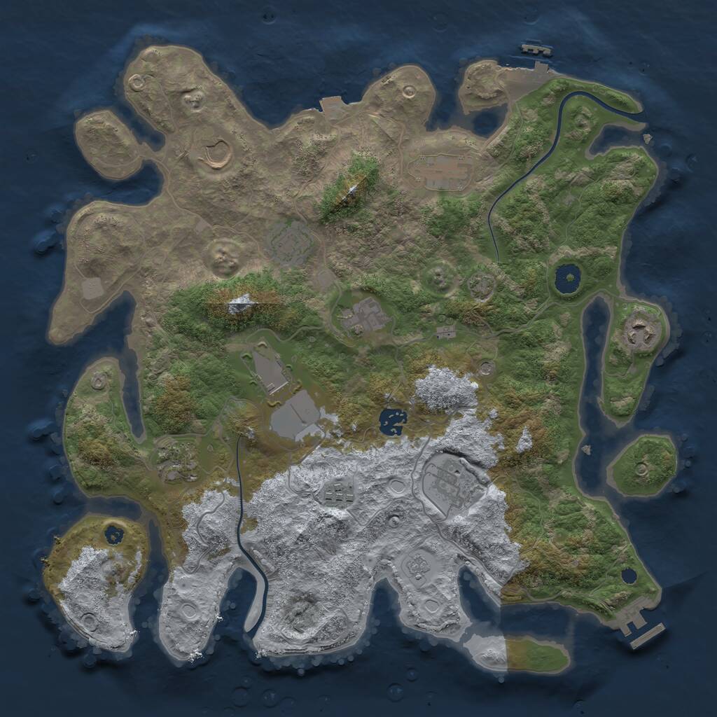 Rust Map: Procedural Map, Size: 3800, Seed: 93597456, 16 Monuments