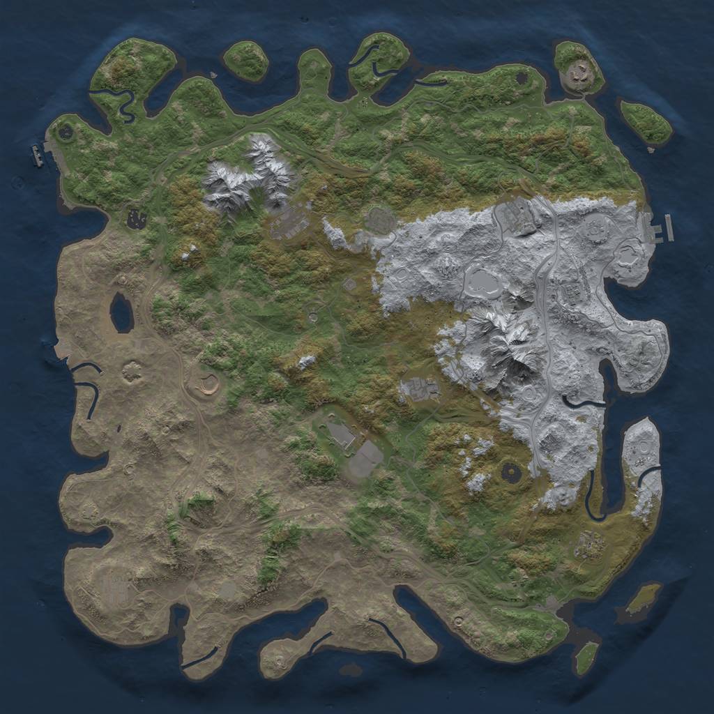 Rust Map: Procedural Map, Size: 5250, Seed: 145875236, 19 Monuments