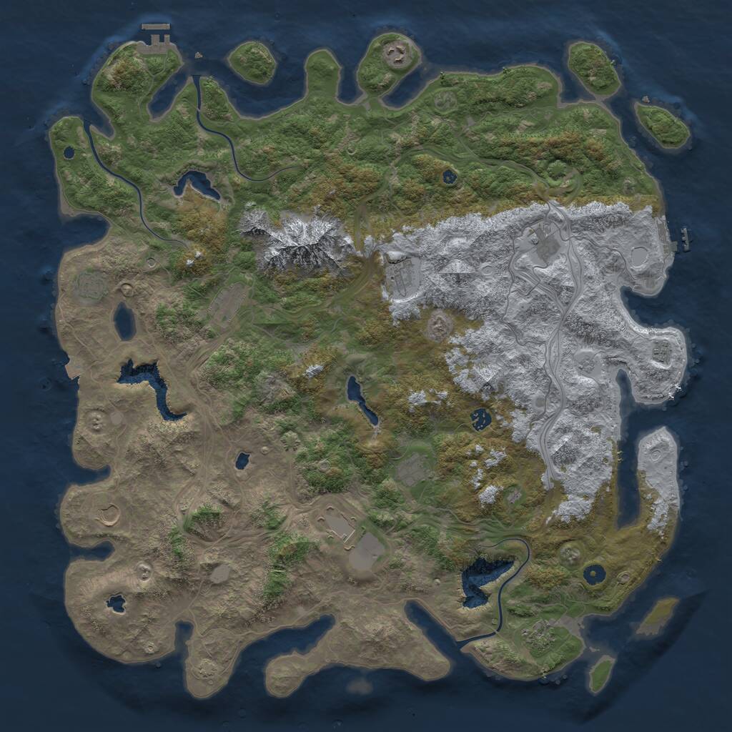 Rust Map: Procedural Map, Size: 5250, Seed: 145875236, 17 Monuments