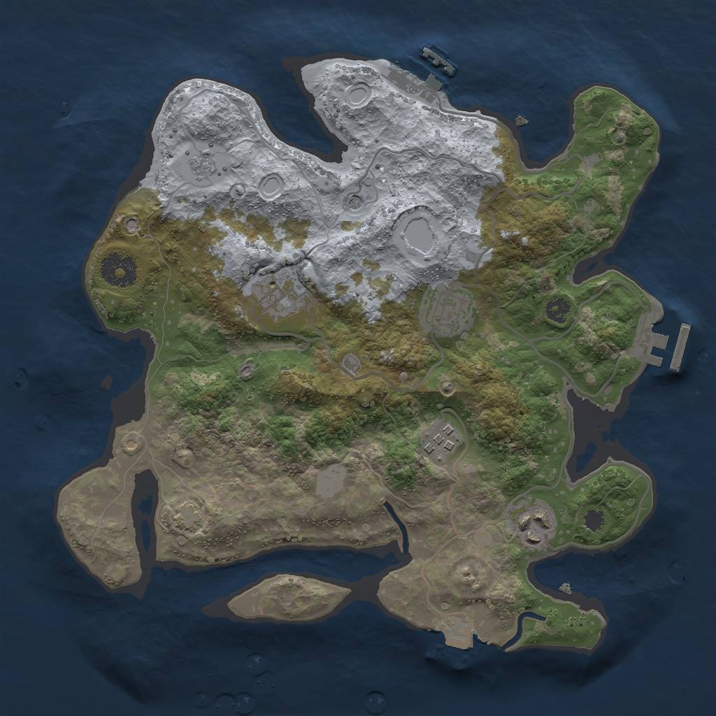 Rust Map: Procedural Map, Size: 3000, Seed: 3369, 12 Monuments