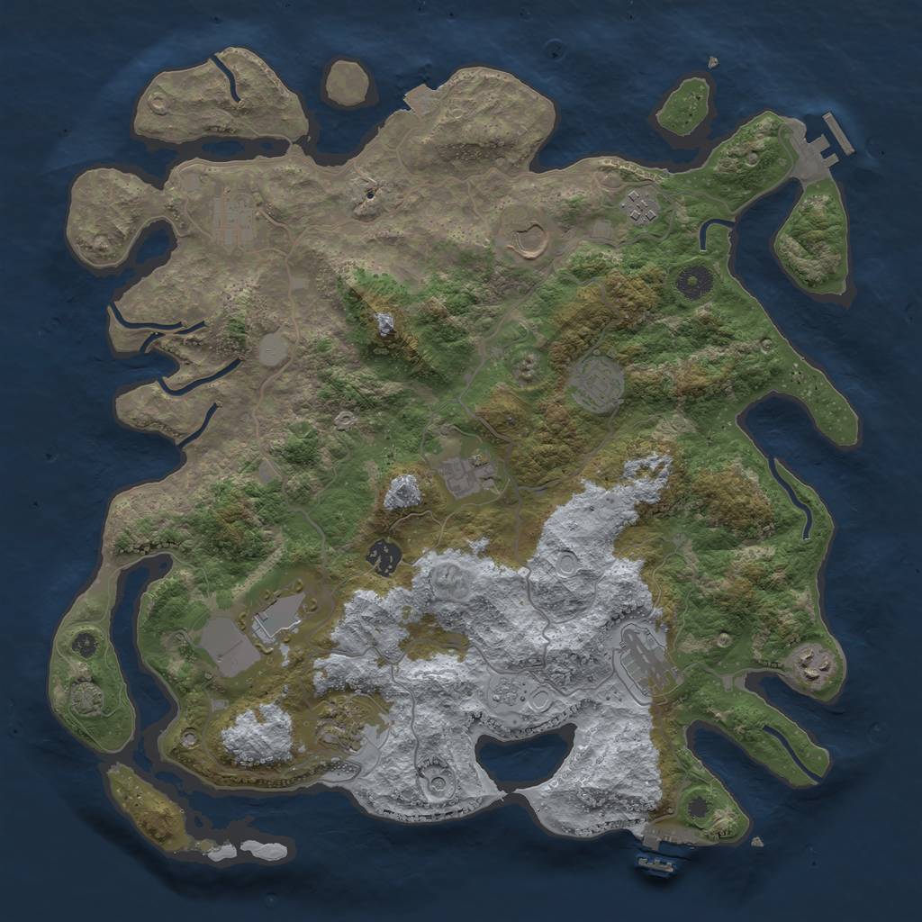 Rust Map: Procedural Map, Size: 4000, Seed: 1947502371, 18 Monuments