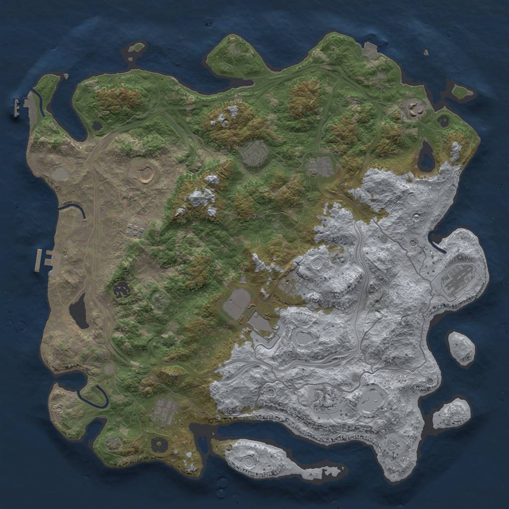 Rust Map: Procedural Map, Size: 4500, Seed: 42026869, 19 Monuments