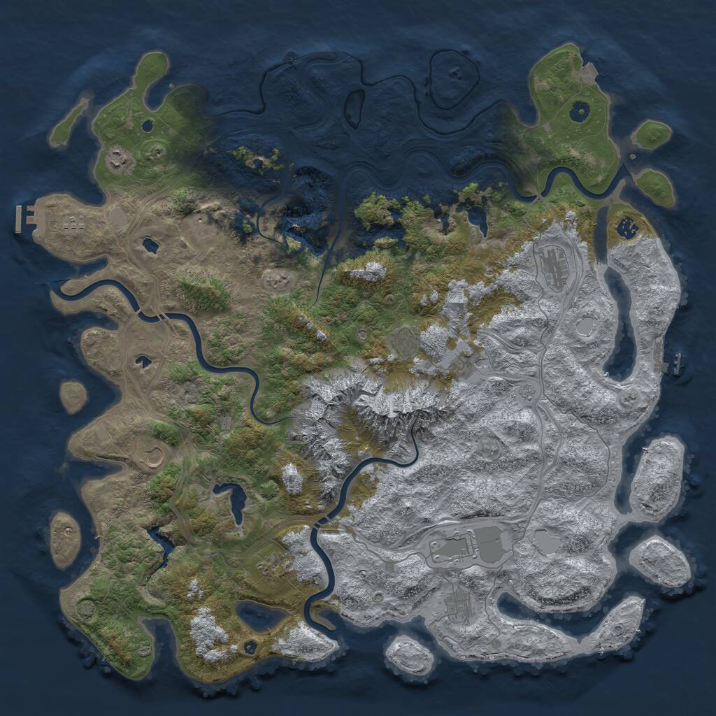 Rust Map: Procedural Map, Size: 5250, Seed: 1452369875, 17 Monuments