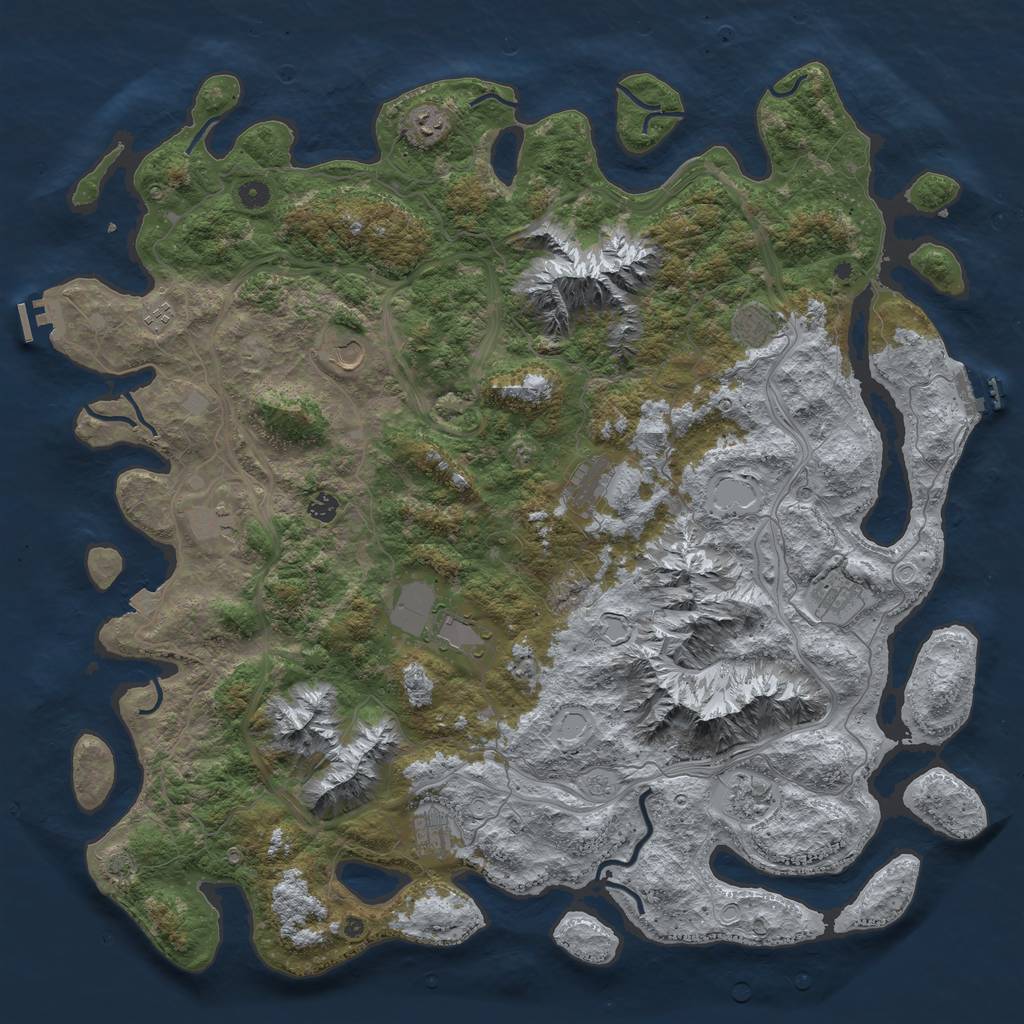 Rust Map: Procedural Map, Size: 5250, Seed: 1452369875, 19 Monuments