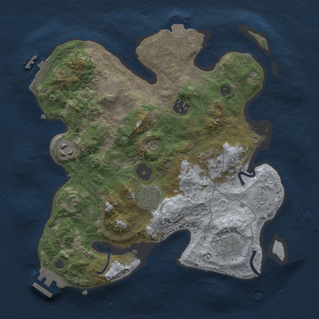 Rust Map: Procedural Map, Size: 3000, Seed: 60601133, 12 Monuments