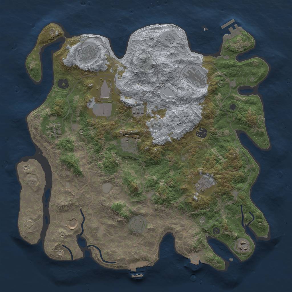 Rust Map: Procedural Map, Size: 4000, Seed: 850027910, 19 Monuments