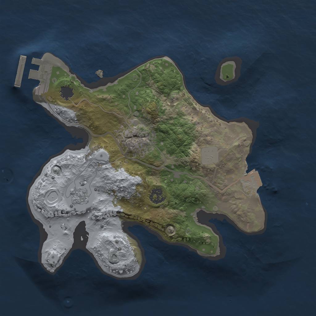 Rust Map: Procedural Map, Size: 2000, Seed: 698390393, 5 Monuments