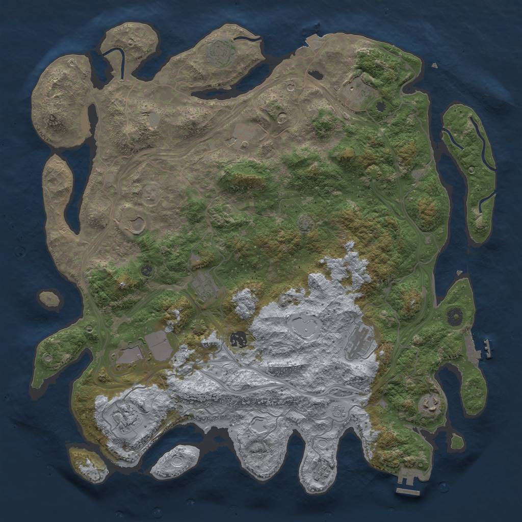 Rust Map: Procedural Map, Size: 4500, Seed: 1224179596, 19 Monuments