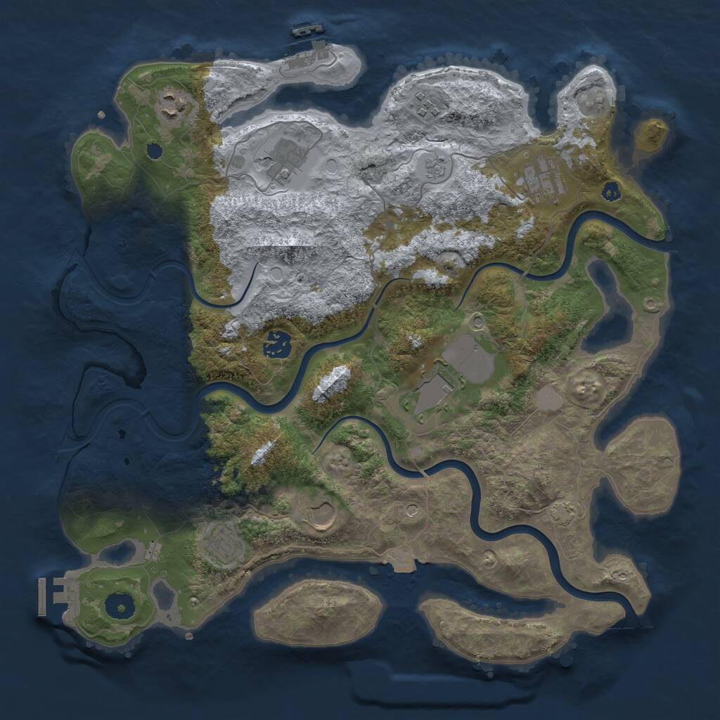 Rust Map: Procedural Map, Size: 3750, Seed: 1484781339, 14 Monuments