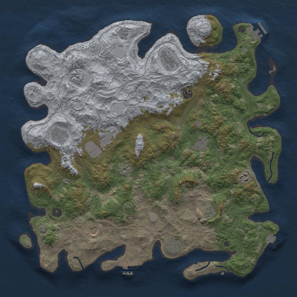Rust Map: Procedural Map, Size: 4500, Seed: 37977841, 19 Monuments