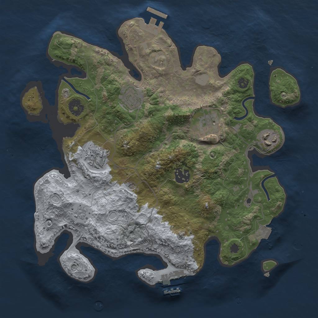 Rust Map: Procedural Map, Size: 3000, Seed: 519199566, 12 Monuments