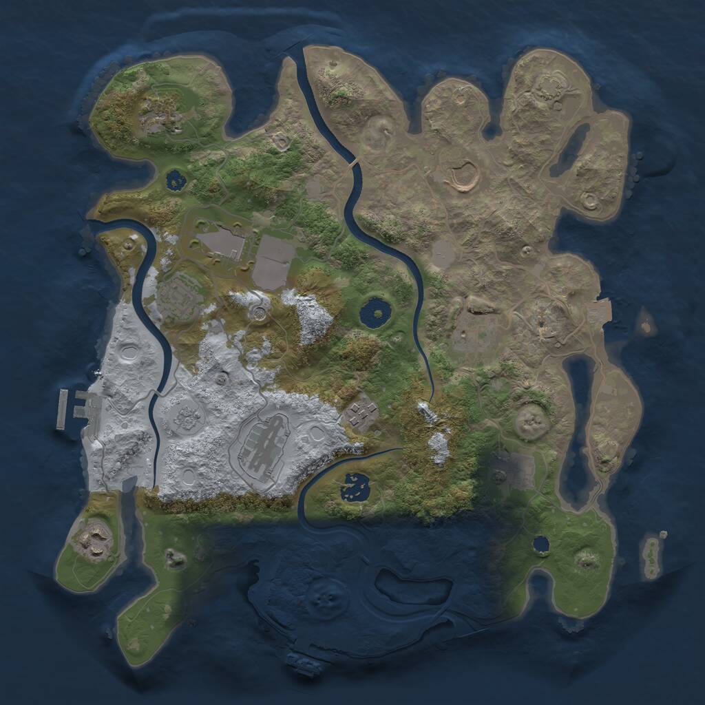 Rust Map: Procedural Map, Size: 3500, Seed: 1385551908, 16 Monuments