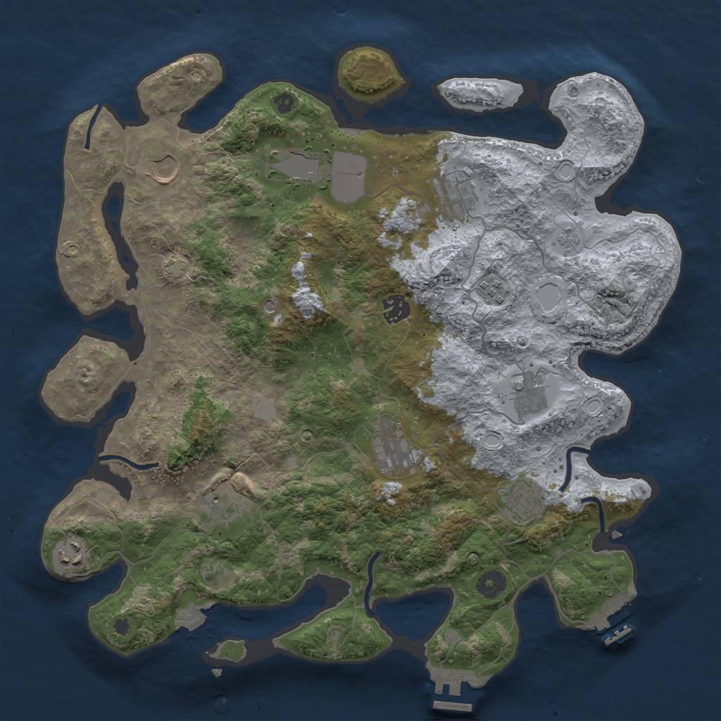 Rust Map: Procedural Map, Size: 3800, Seed: 23936288, 18 Monuments