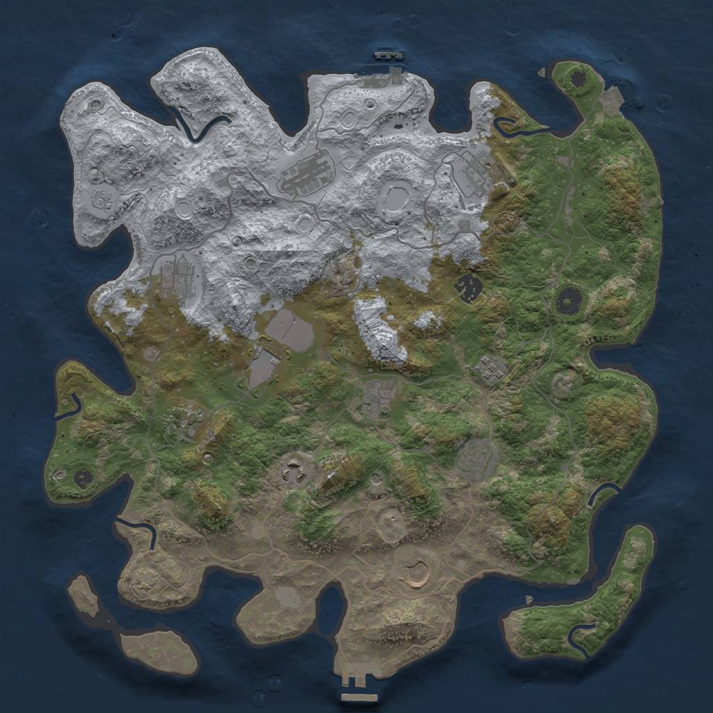 Rust Map: Procedural Map, Size: 4000, Seed: 1532613413, 19 Monuments
