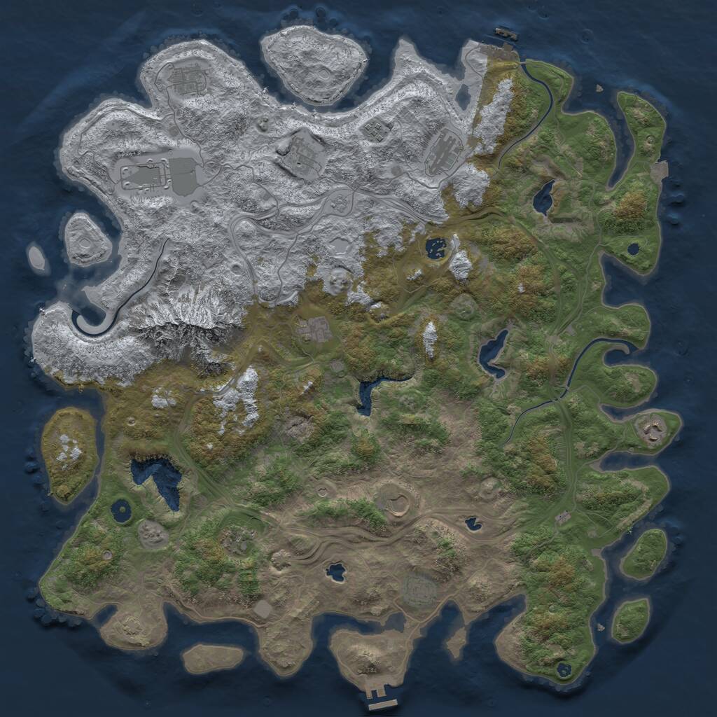Rust Map: Procedural Map, Size: 5000, Seed: 5628282, 17 Monuments