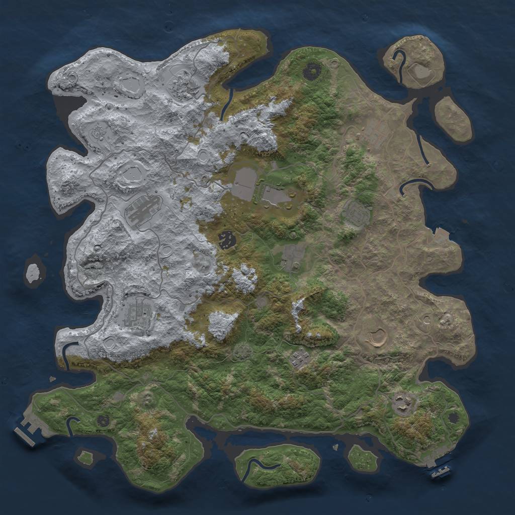 Rust Map: Procedural Map, Size: 4200, Seed: 1633881820, 19 Monuments