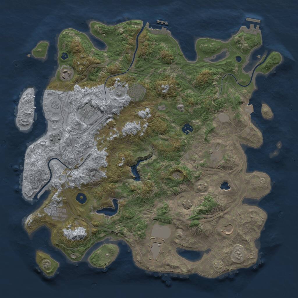 Rust Map: Procedural Map, Size: 4250, Seed: 802316453, 15 Monuments