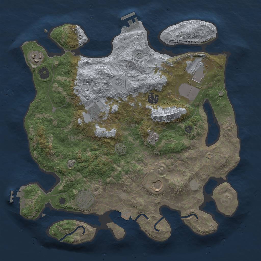 Rust Map: Procedural Map, Size: 3500, Seed: 748571901, 15 Monuments