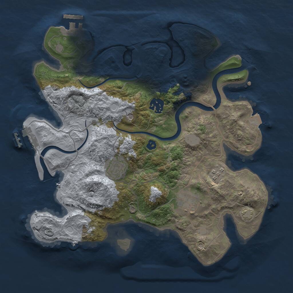 Rust Map: Procedural Map, Size: 3000, Seed: 1347560719, 9 Monuments