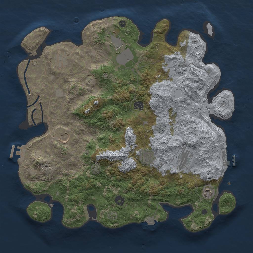 Rust Map: Procedural Map, Size: 3850, Seed: 508303400, 17 Monuments