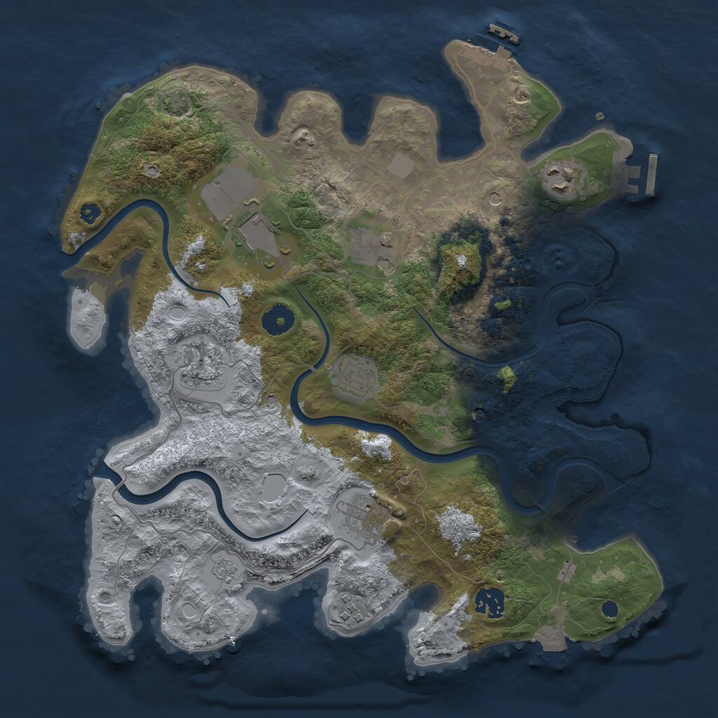 Rust Map: Procedural Map, Size: 3500, Seed: 612833732, 14 Monuments
