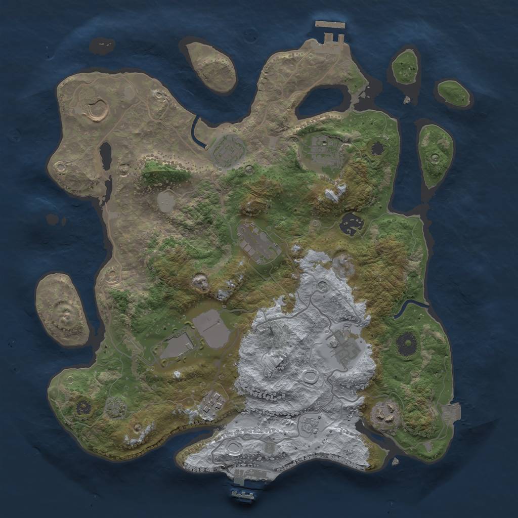 Rust Map: Procedural Map, Size: 3500, Seed: 1767977298, 17 Monuments