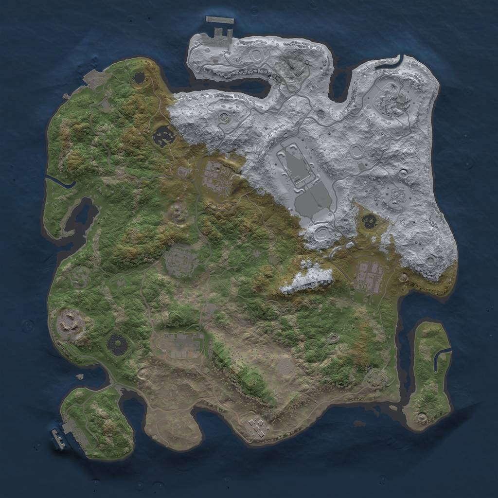 Rust Map: Procedural Map, Size: 3600, Seed: 771904447, 17 Monuments