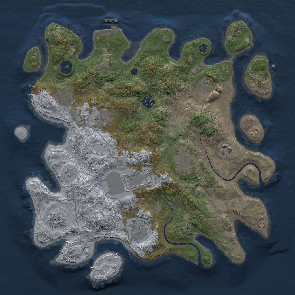 Rust Map: Procedural Map, Size: 3500, Seed: 264589260, 14 Monuments