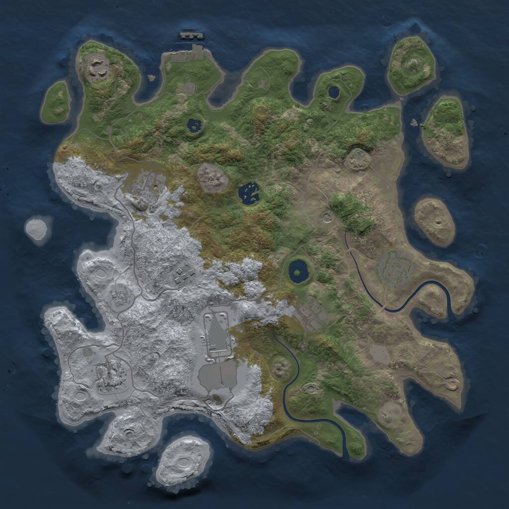 Rust Map: Procedural Map, Size: 3500, Seed: 264589260, 13 Monuments