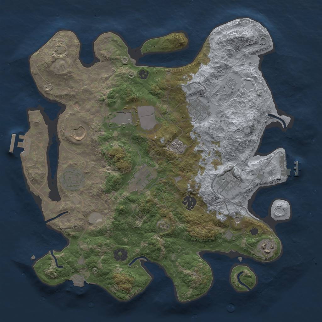 Rust Map: Procedural Map, Size: 3500, Seed: 1826550844, 17 Monuments