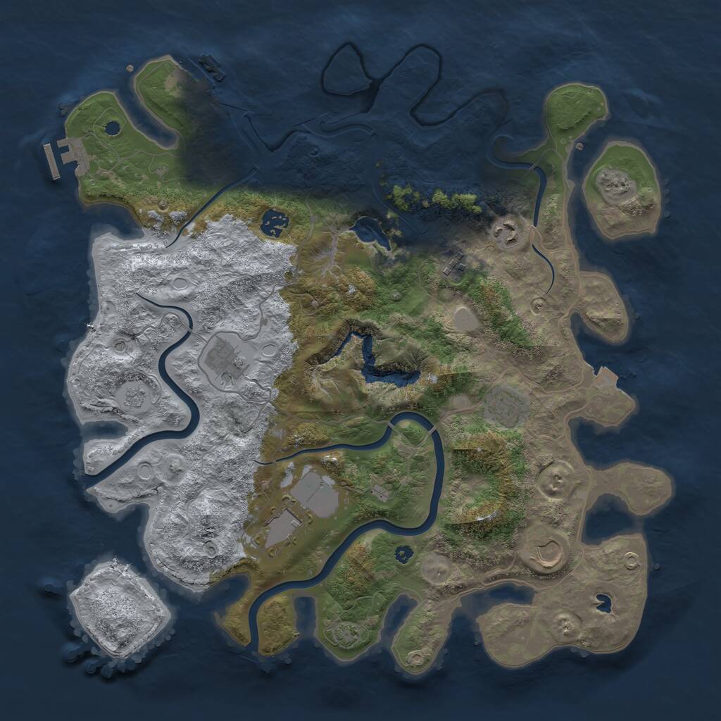 Rust Map: Procedural Map, Size: 4000, Seed: 45647370, 13 Monuments