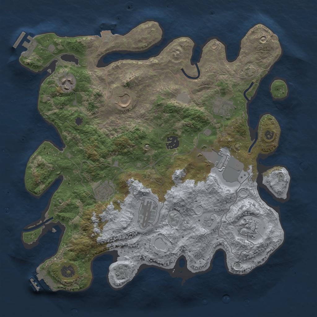 Rust Map: Procedural Map, Size: 3500, Seed: 1022009207, 16 Monuments