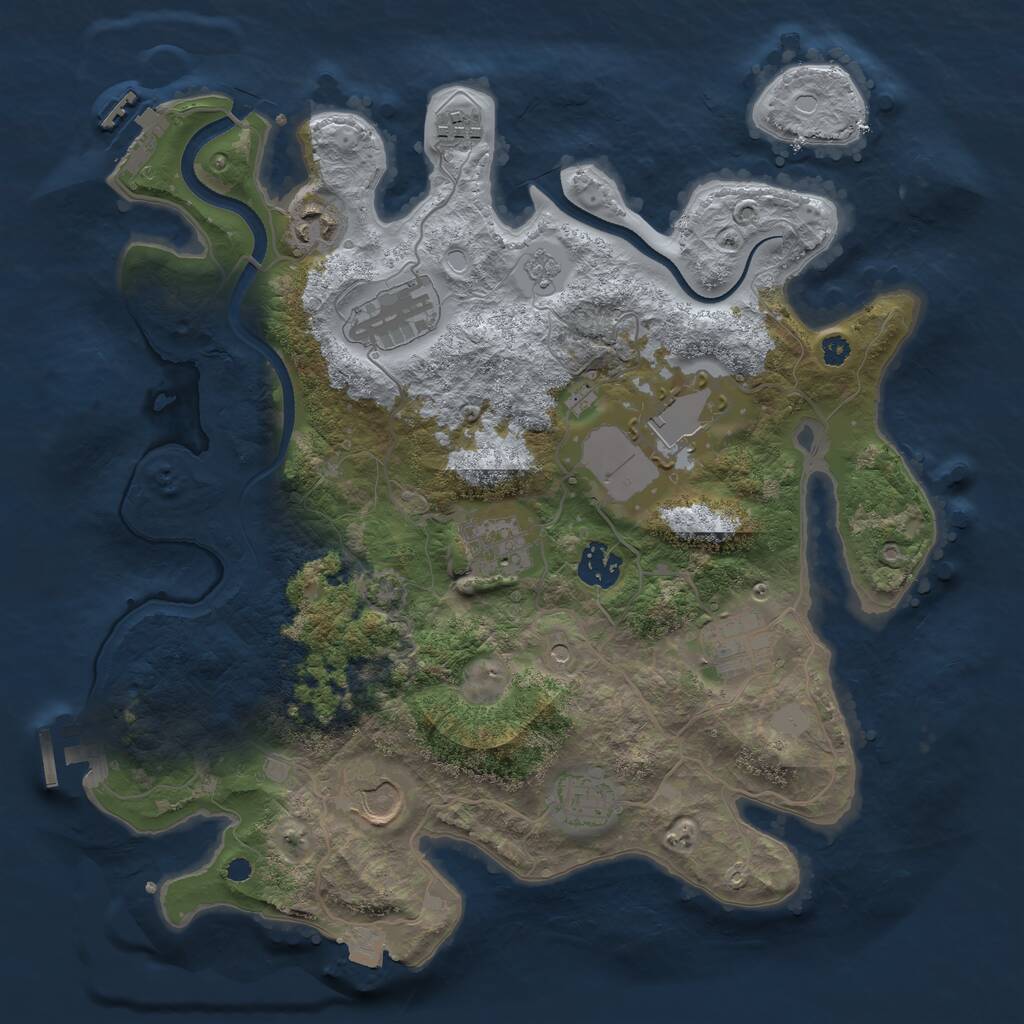 Rust Map: Procedural Map, Size: 3500, Seed: 736620174, 15 Monuments
