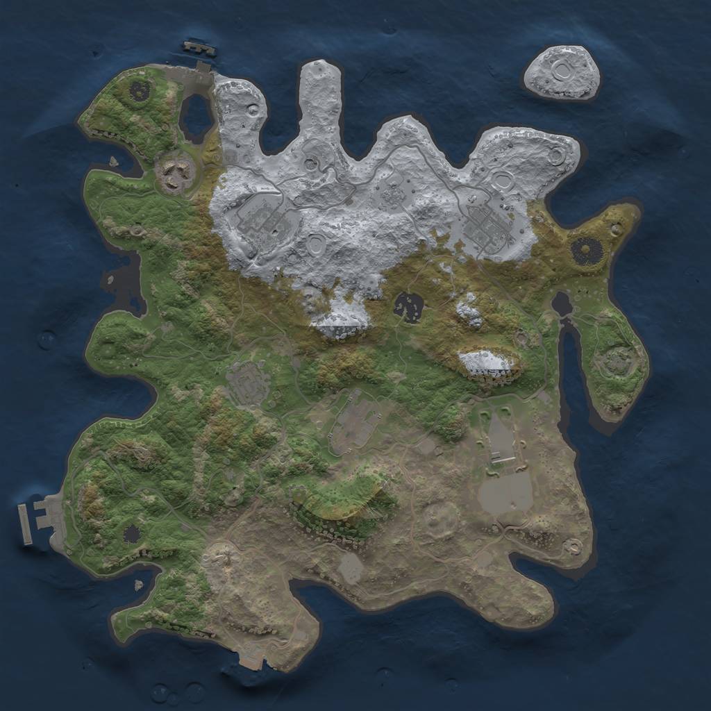 Rust Map: Procedural Map, Size: 3500, Seed: 736620174, 15 Monuments