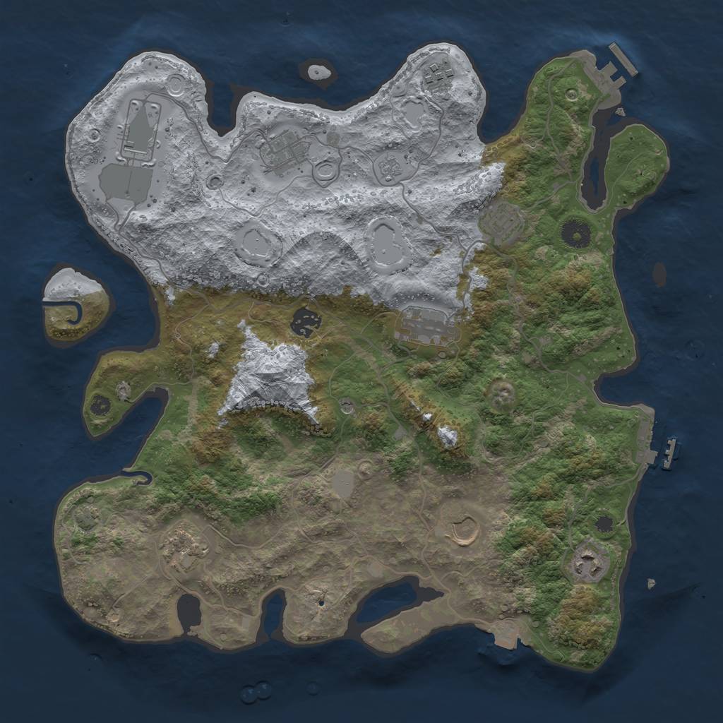 Rust Map: Procedural Map, Size: 3750, Seed: 490257, 17 Monuments