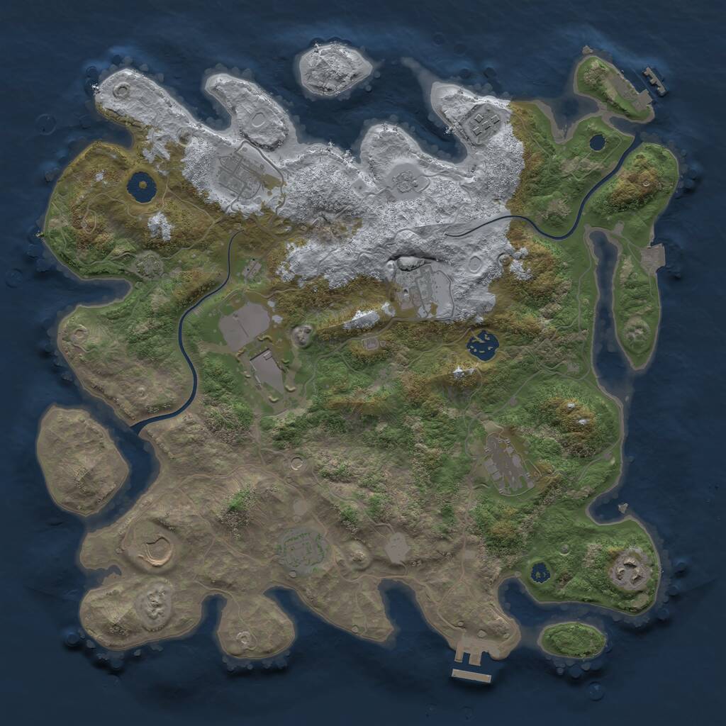 Rust Map: Procedural Map, Size: 3750, Seed: 1160488100, 15 Monuments