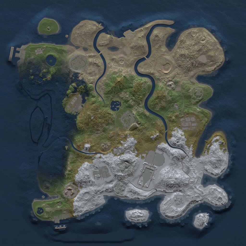 Rust Map: Procedural Map, Size: 3500, Seed: 865615602, 16 Monuments