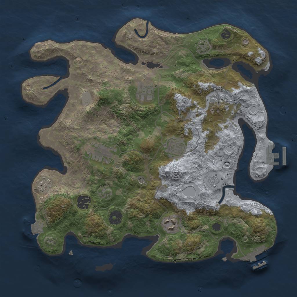 Rust Map: Procedural Map, Size: 3200, Seed: 1452640949, 15 Monuments