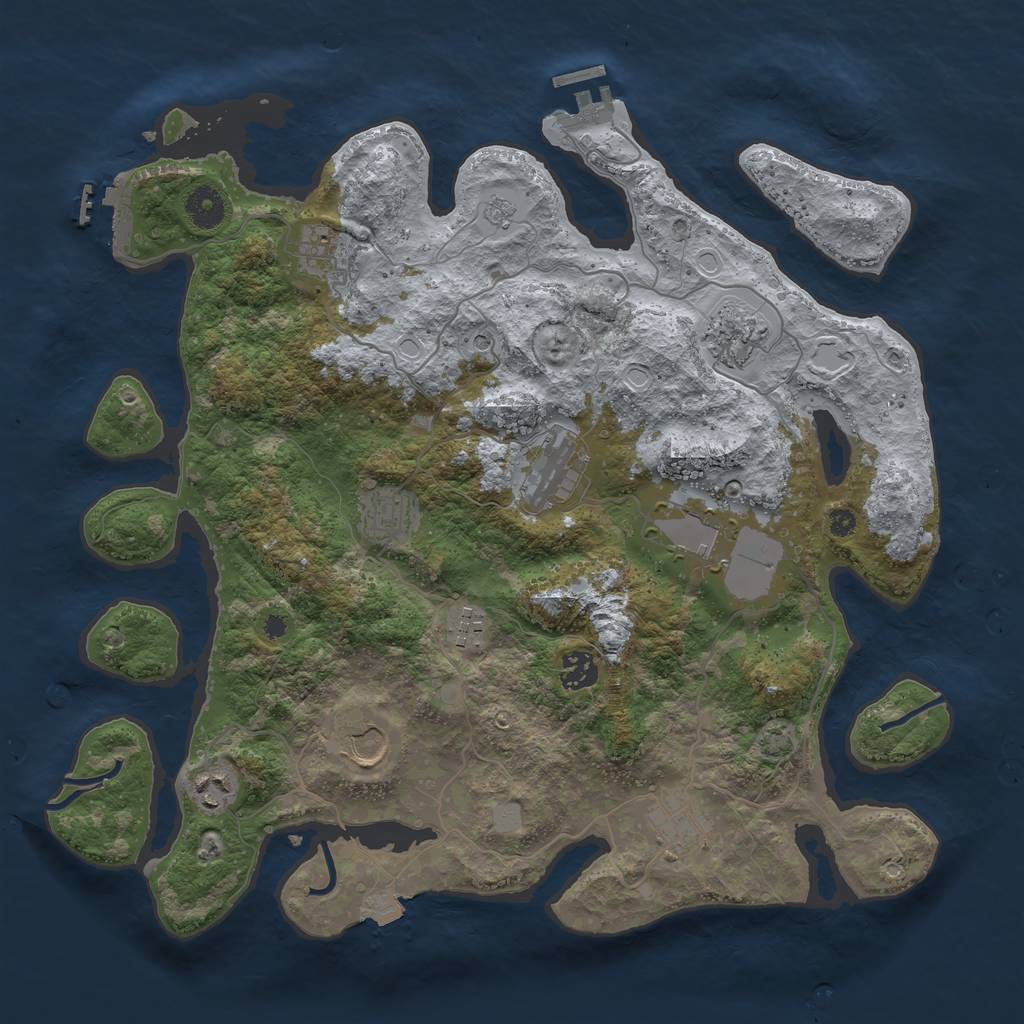 Rust Map: Procedural Map, Size: 3850, Seed: 583901948, 18 Monuments