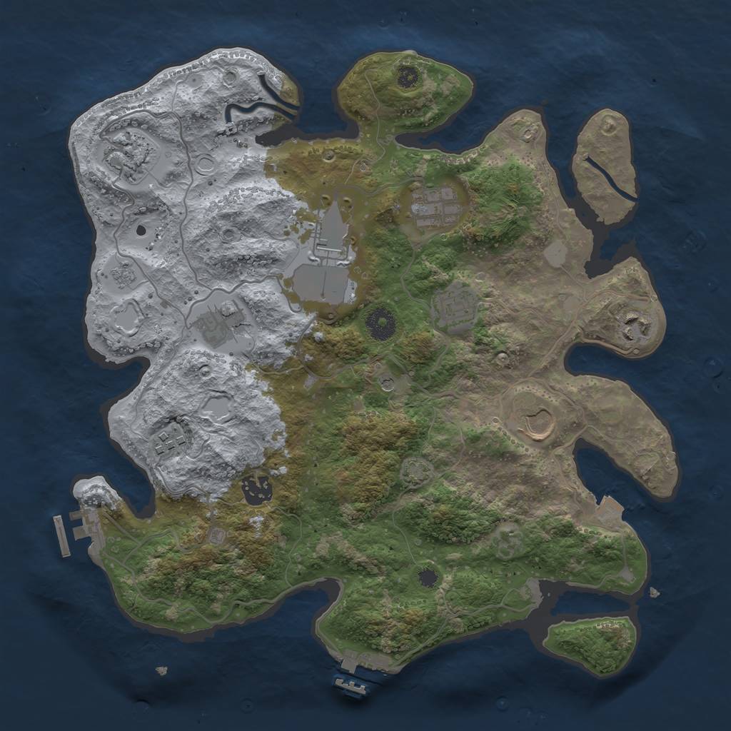 Rust Map: Procedural Map, Size: 3500, Seed: 493787271, 17 Monuments