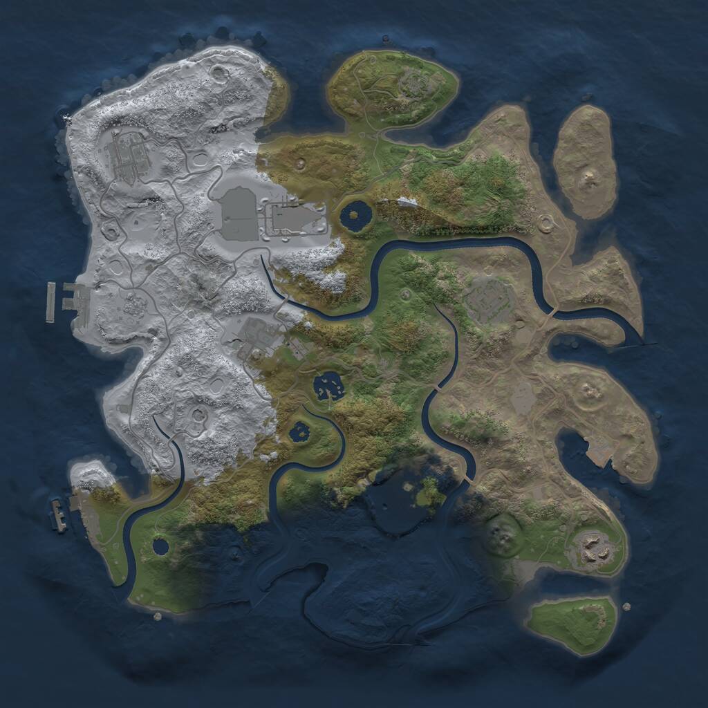 Rust Map: Procedural Map, Size: 3500, Seed: 493787271, 13 Monuments