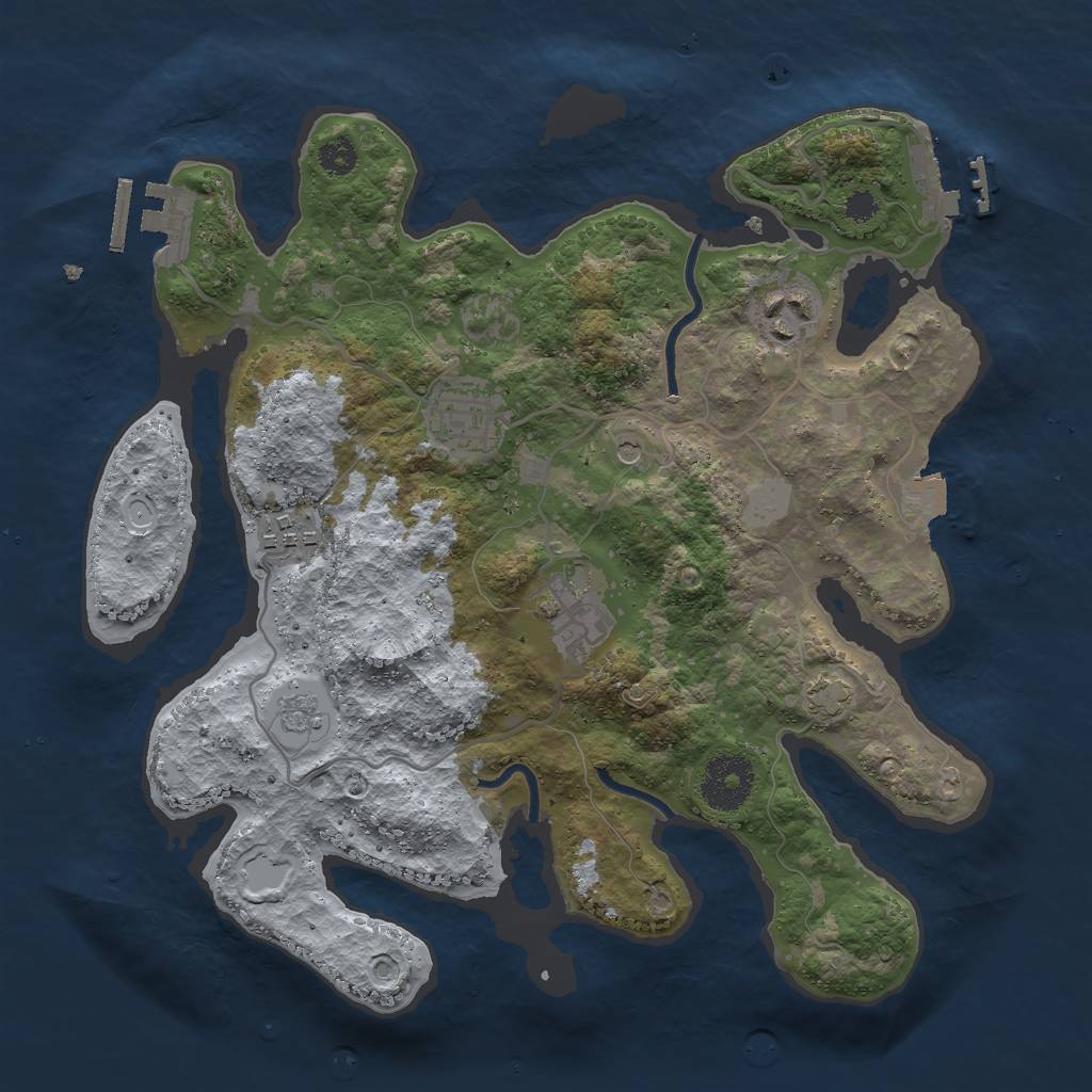 Rust Map: Procedural Map, Size: 3000, Seed: 1389057253, 12 Monuments